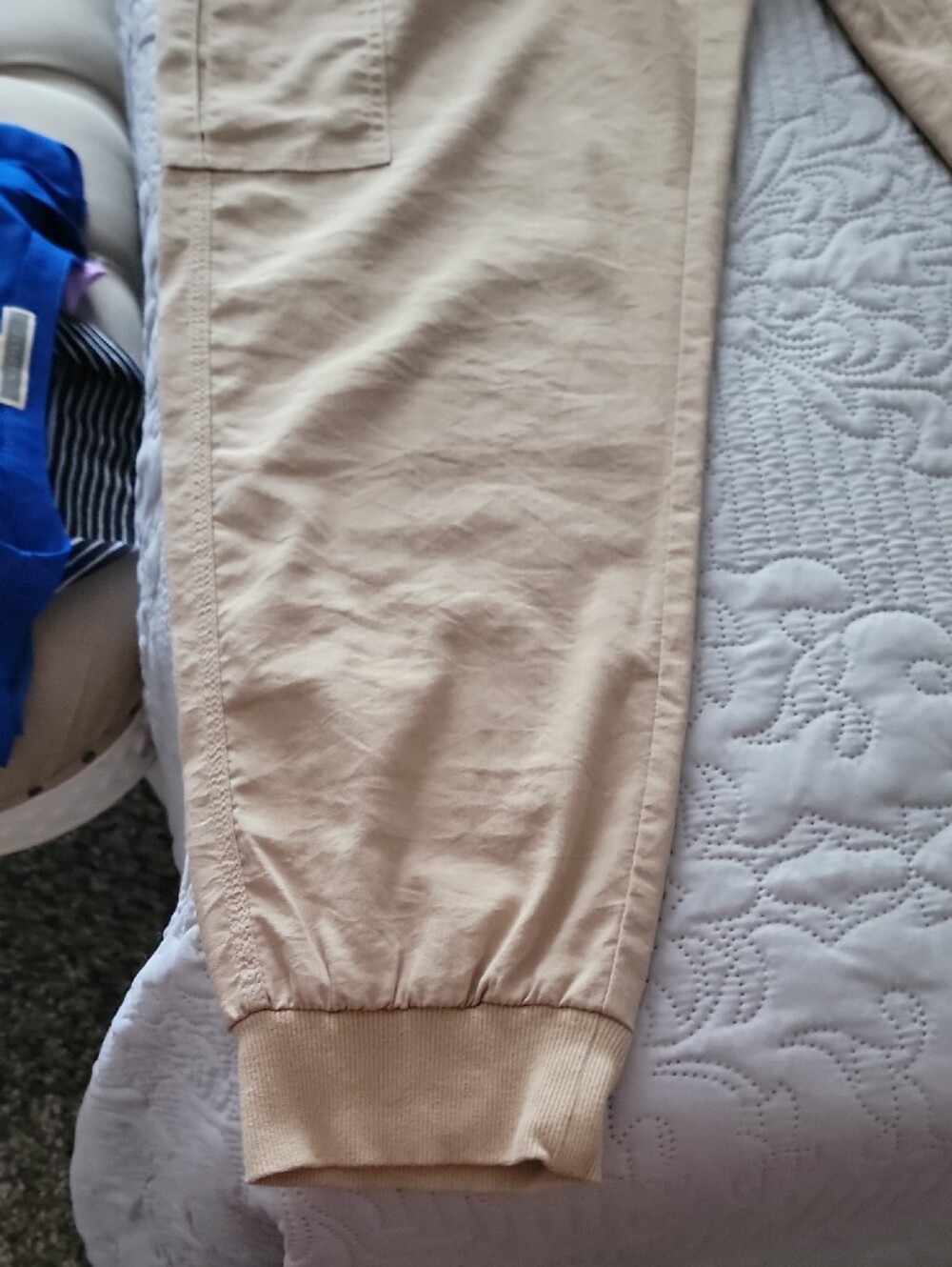 Ladies Size Medium Drawstring Cargo Jogger Pants - Khaki Lightweight - Picture 5 of 12